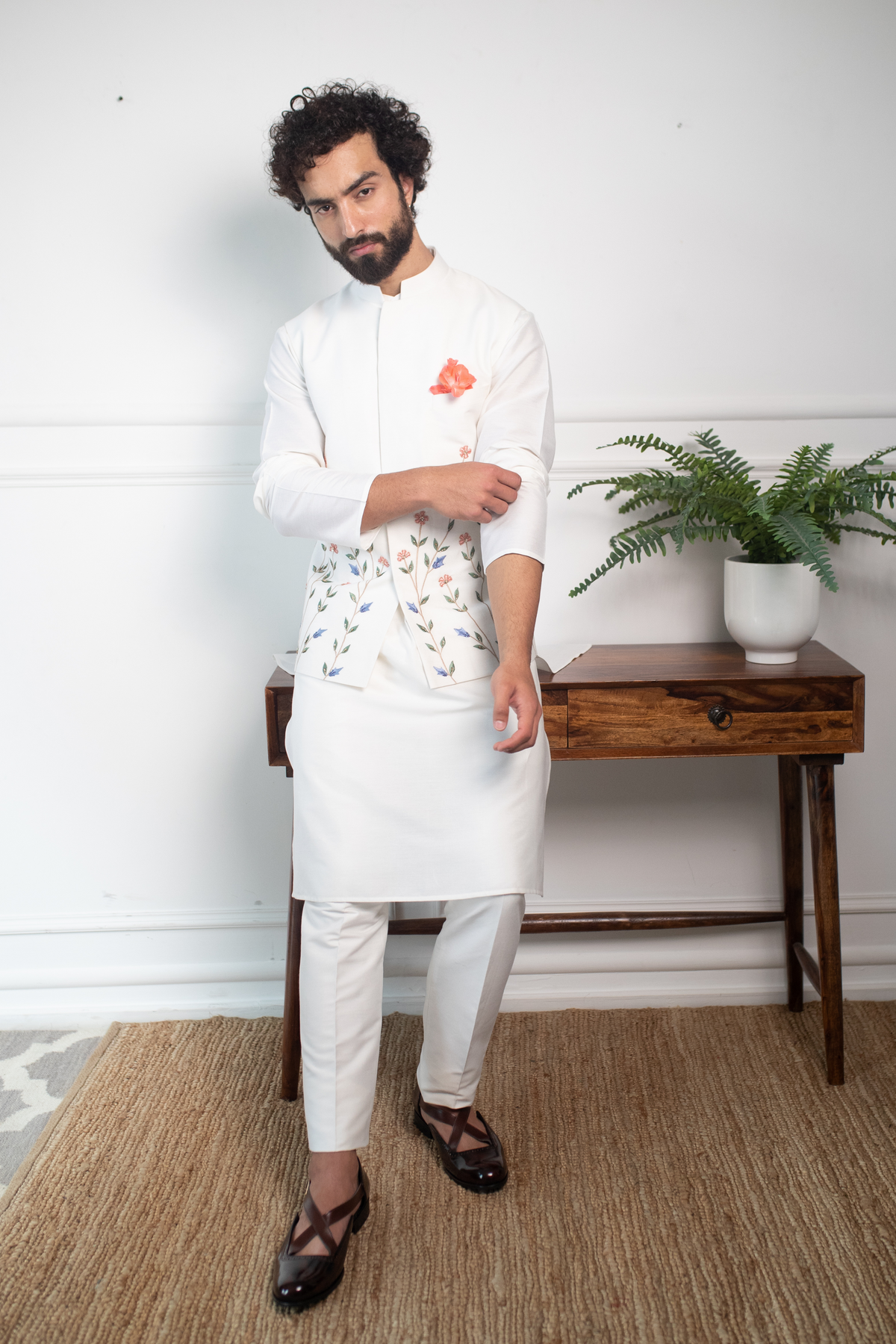 Vivid Floral Nehru Jacket Set