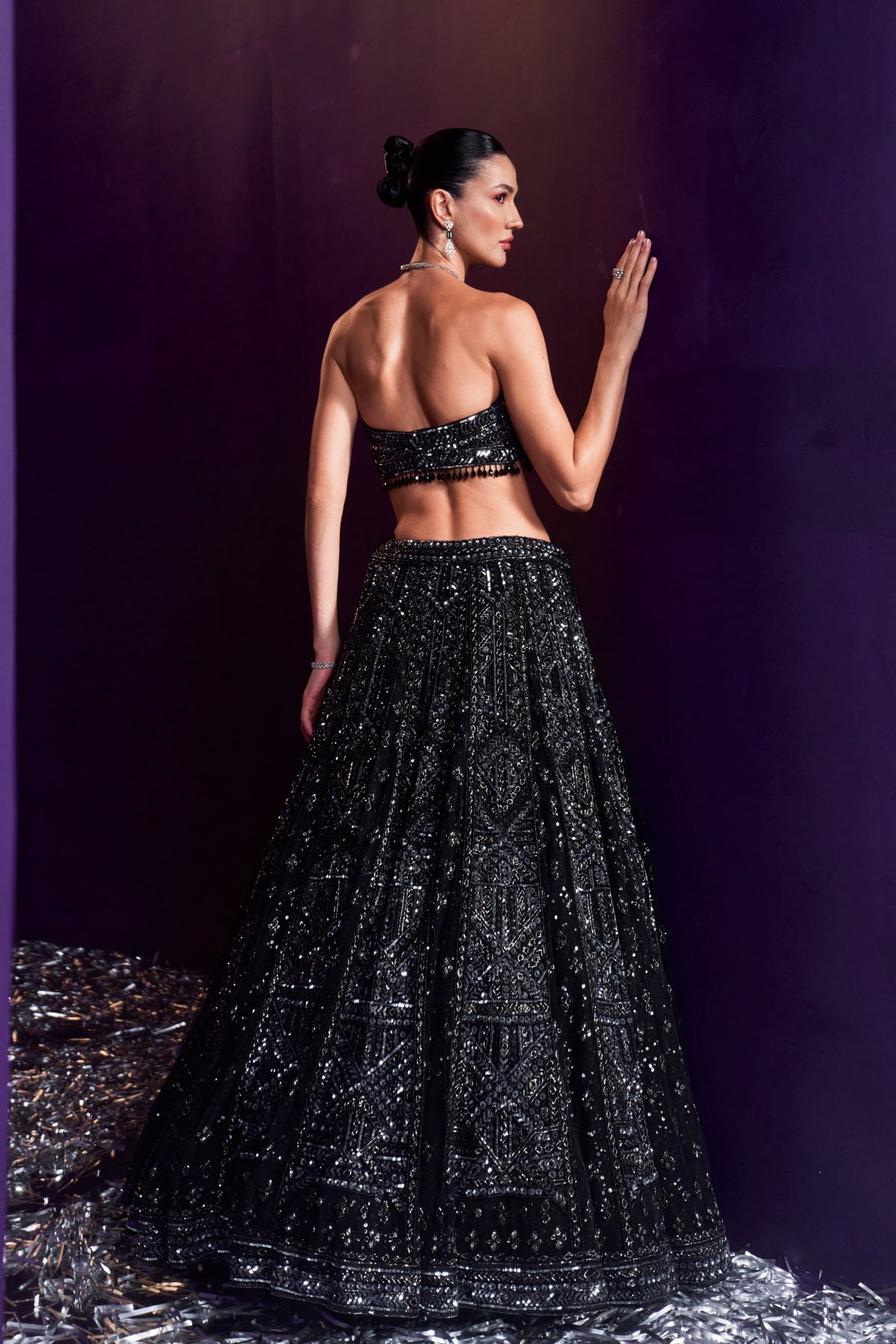 Black Gun Metal Lehenga Set