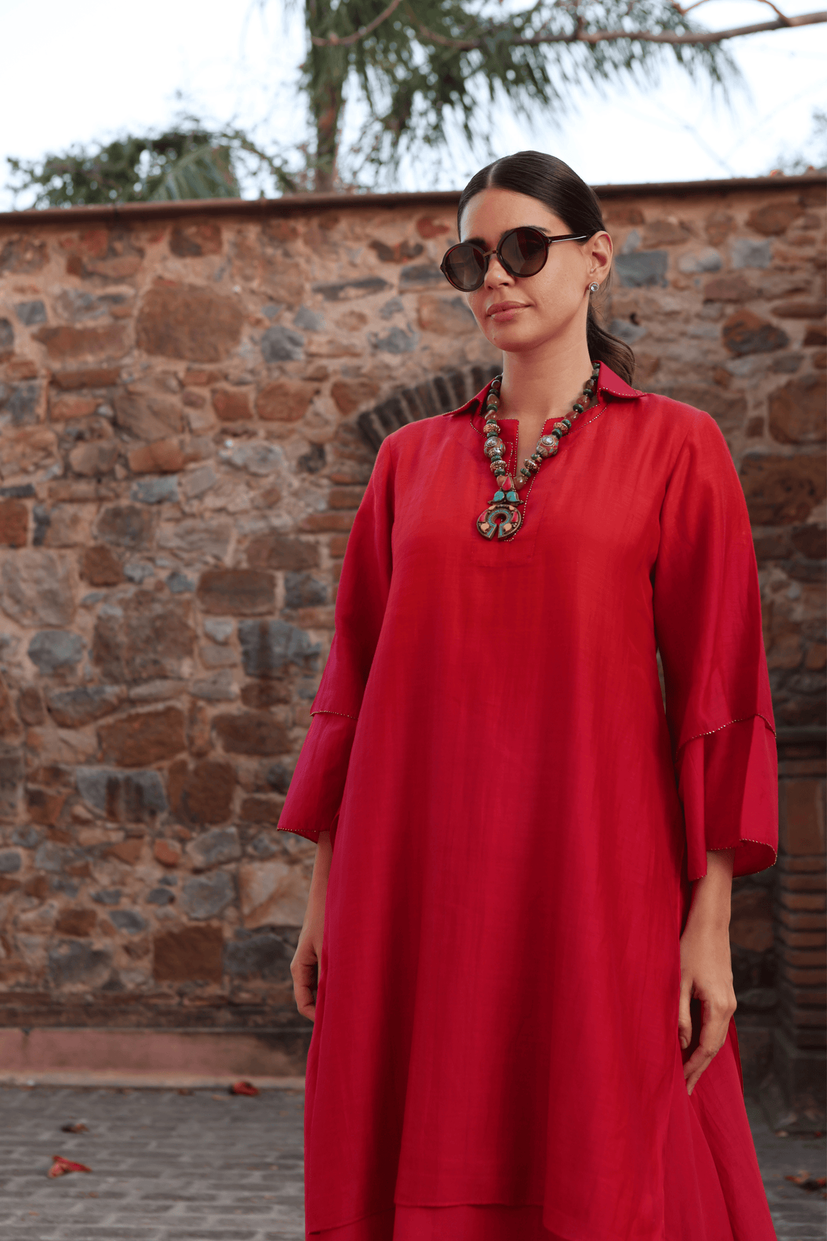 Orange Red Ombre Kurta And Pant