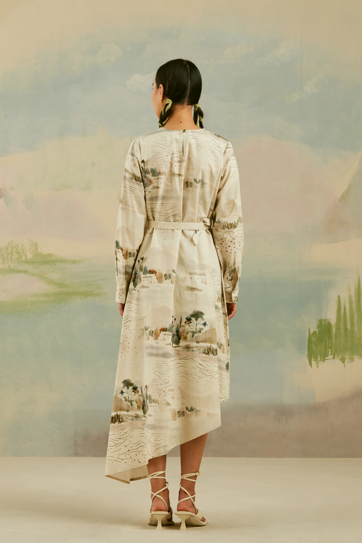 Modern Toile Asymmetrical Dress