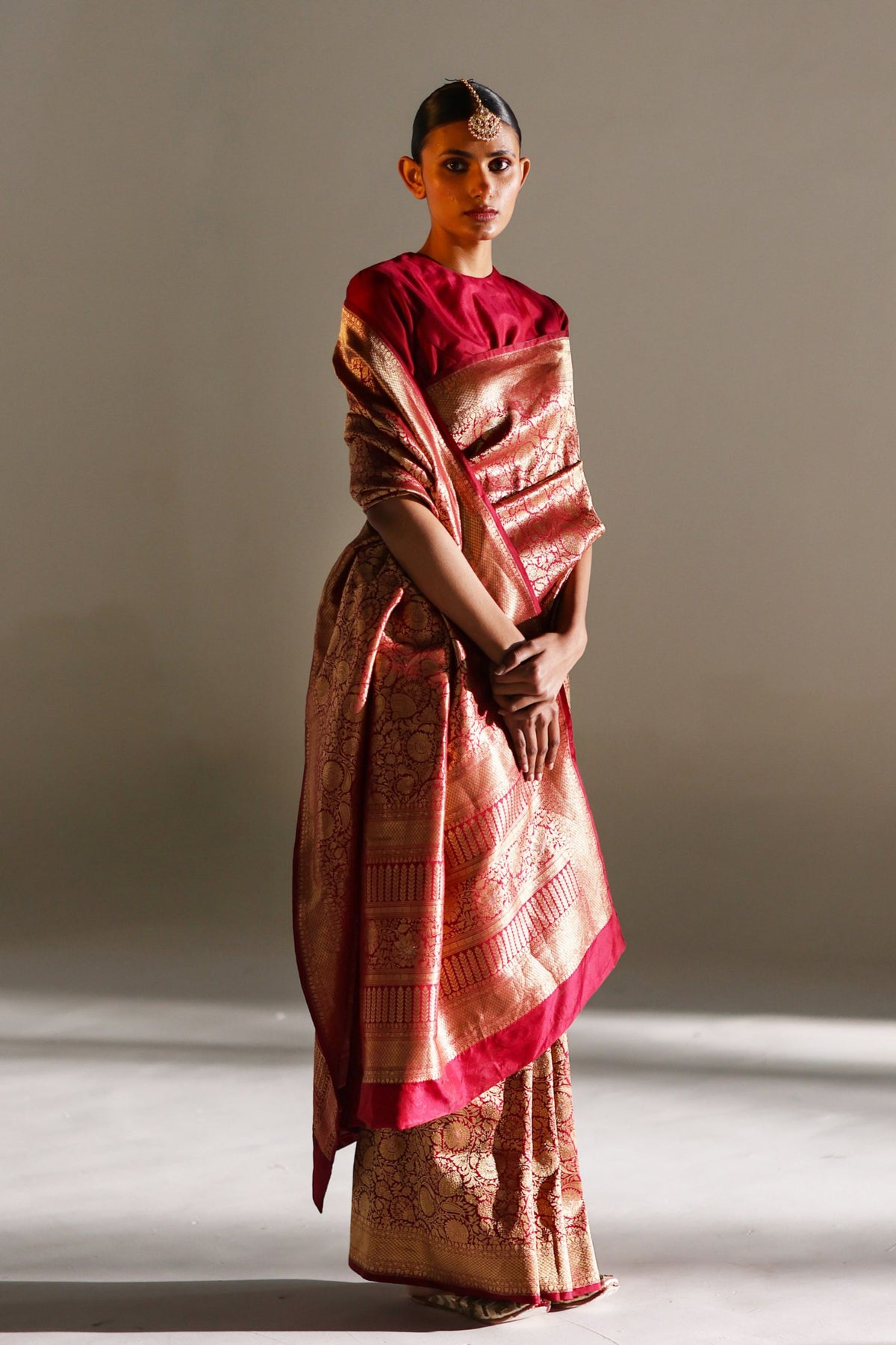 Zinovia Silk Brocade Saree