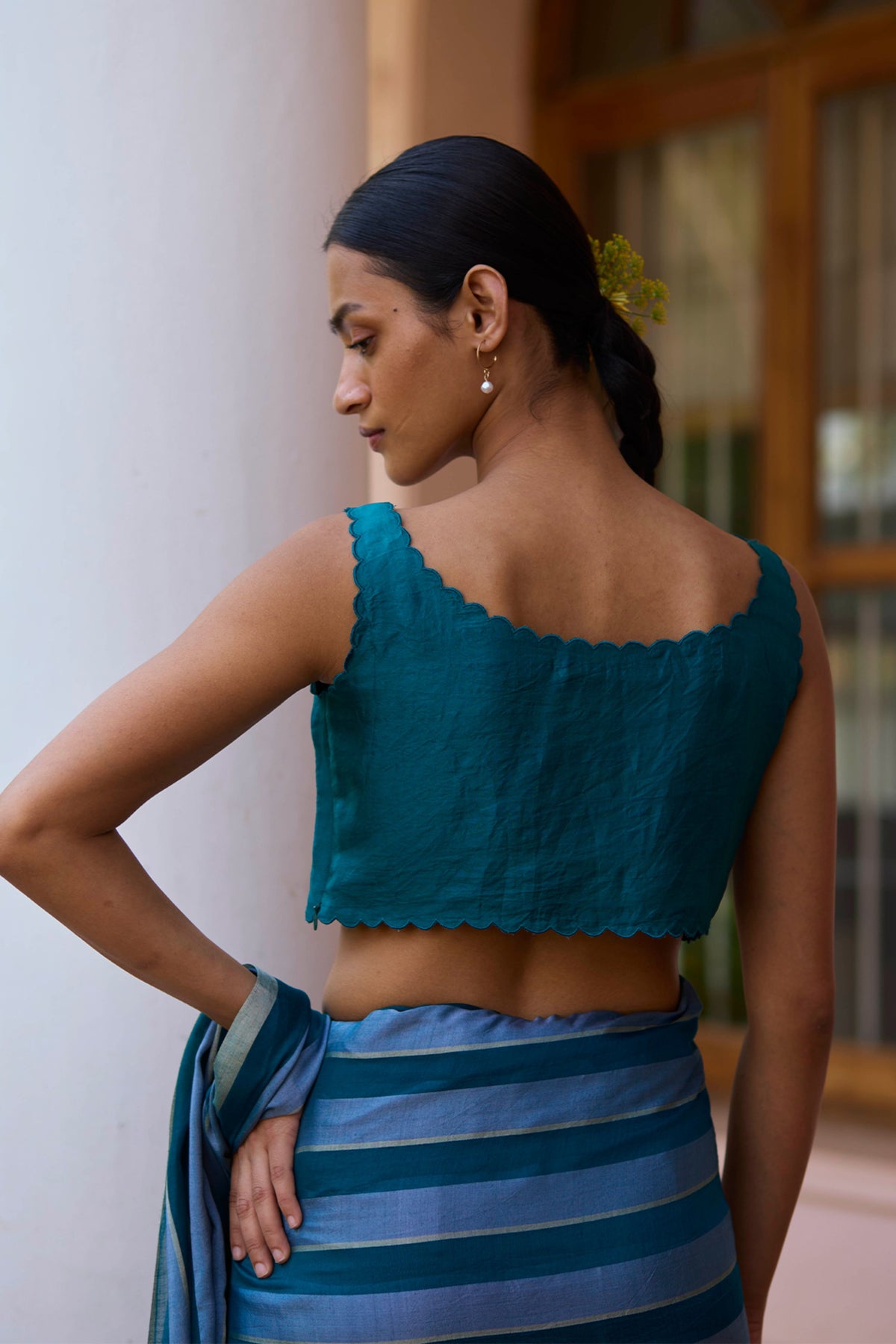 Solo Symphony Teal Saree