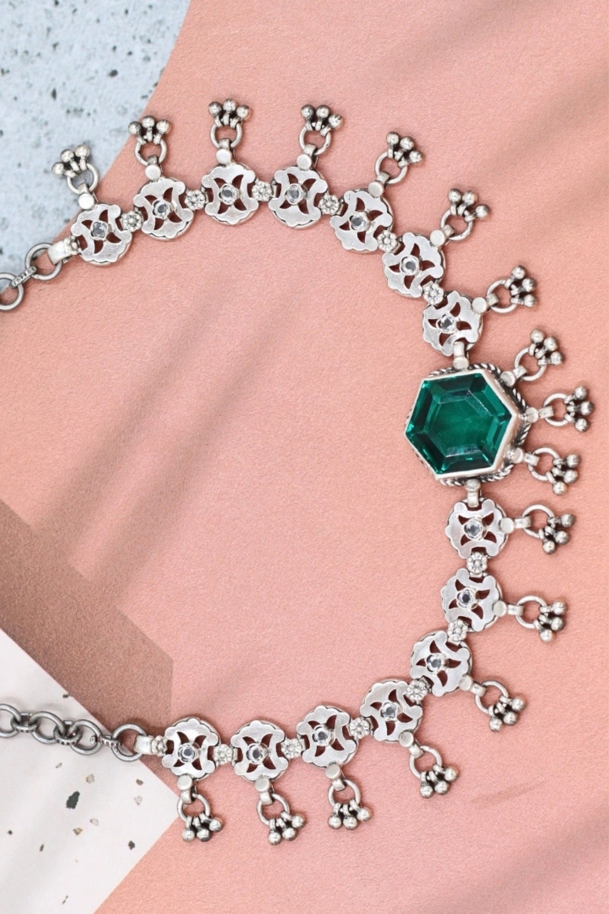 Silver Emerald Necklace