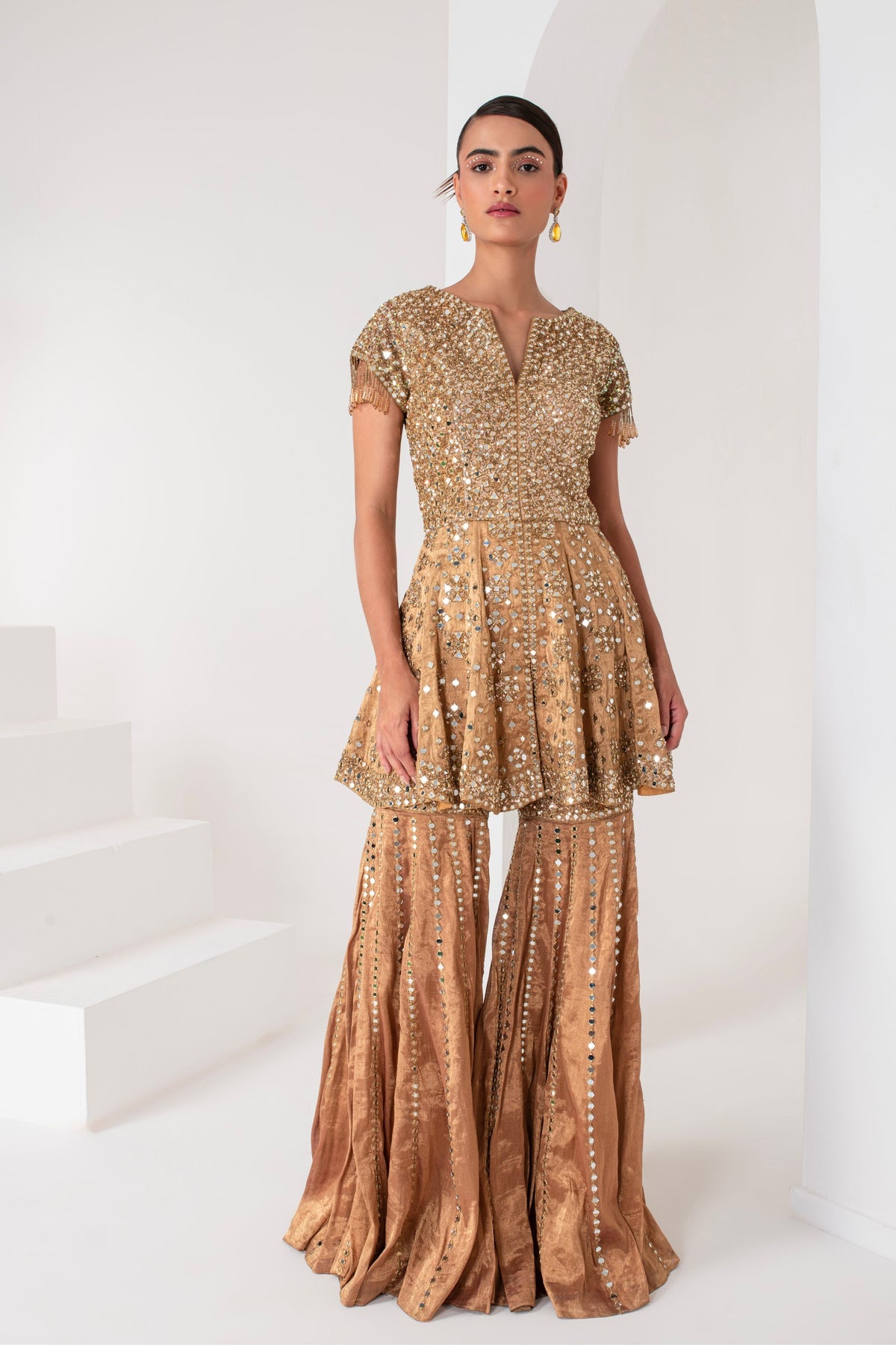 Gold Embellished Sharara Set