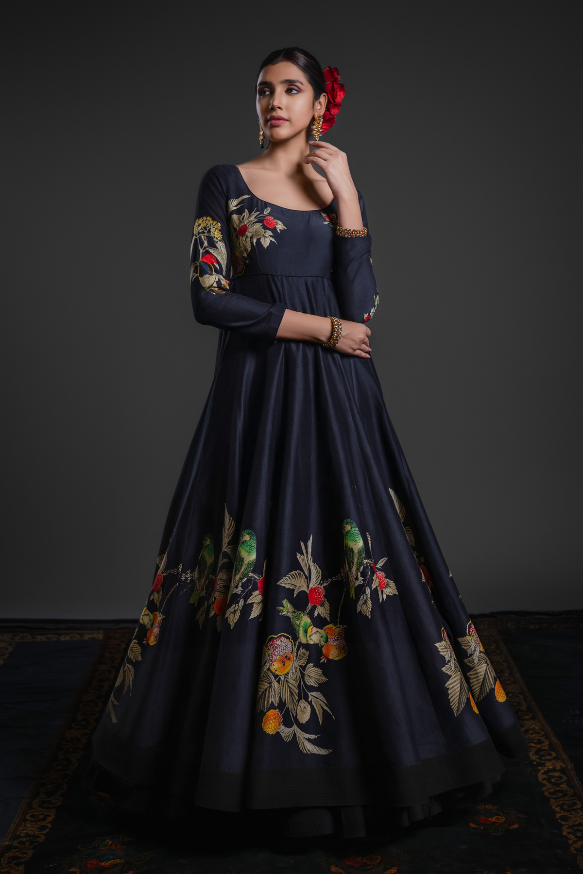 Black Anarkali Set With Dupatta