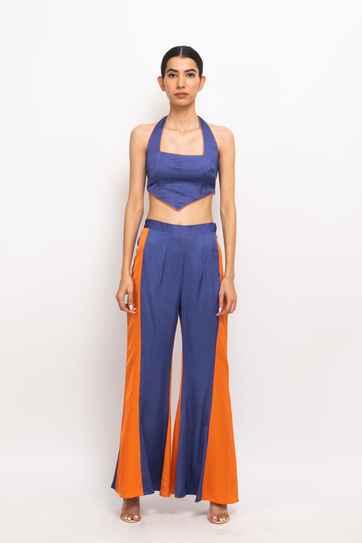 Blue and Orange Halter Neck Set