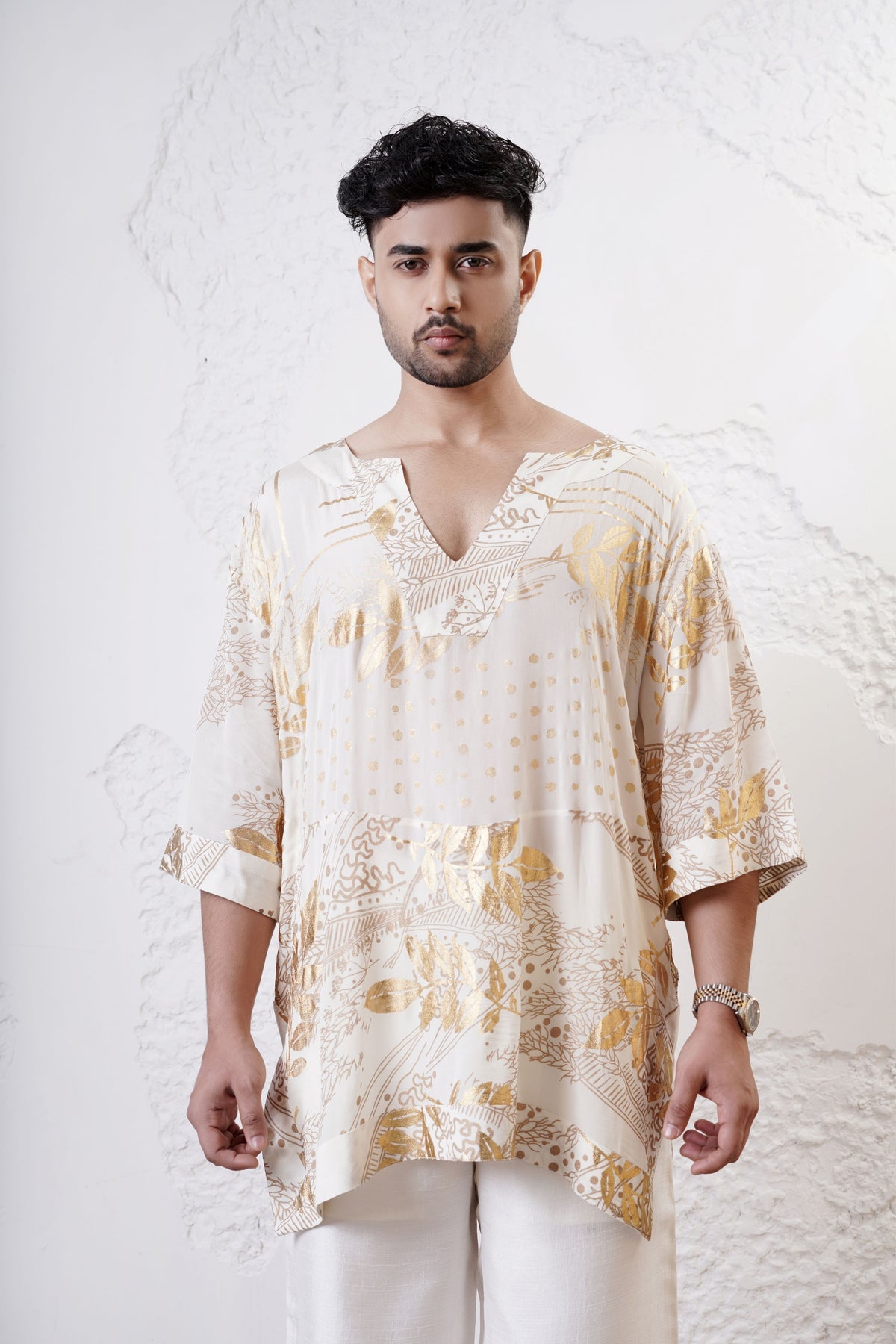 Gold Foil Men Kurta Set