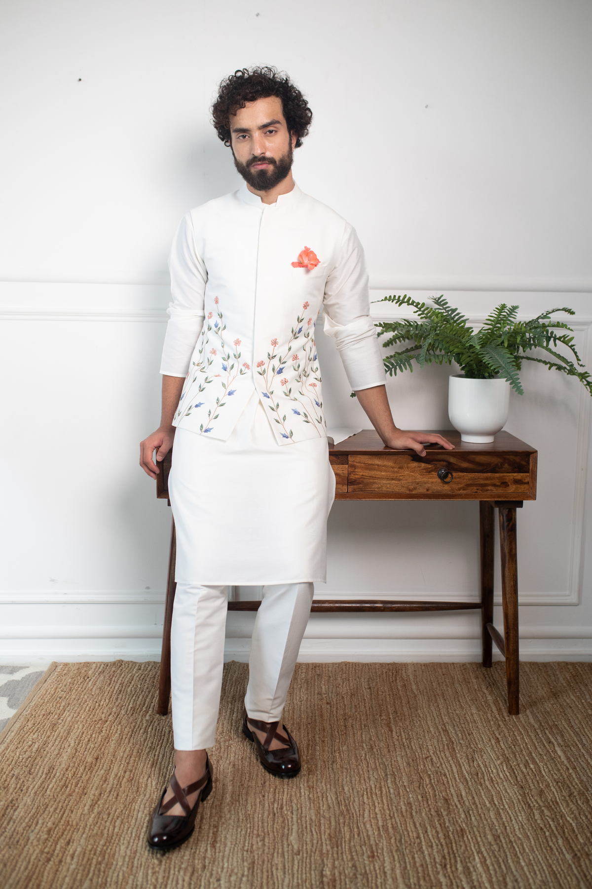 Vivid Floral Nehru Jacket Set