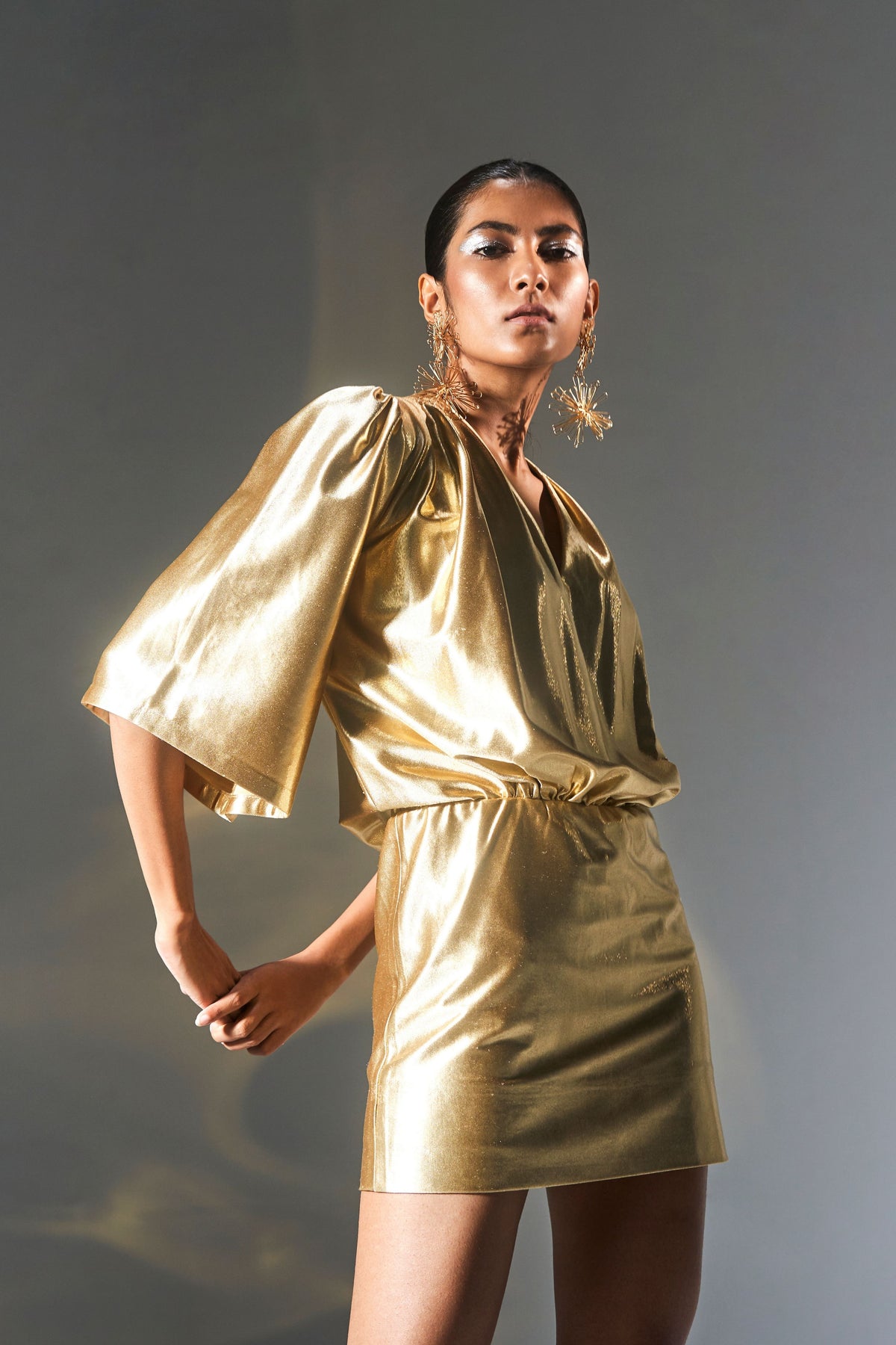 Gold Ruched Dress