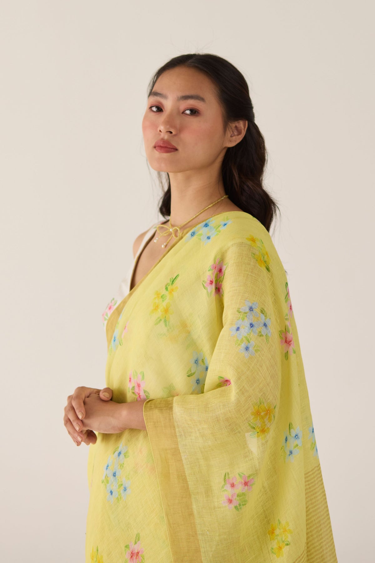 Periwinkle Yellow Sari