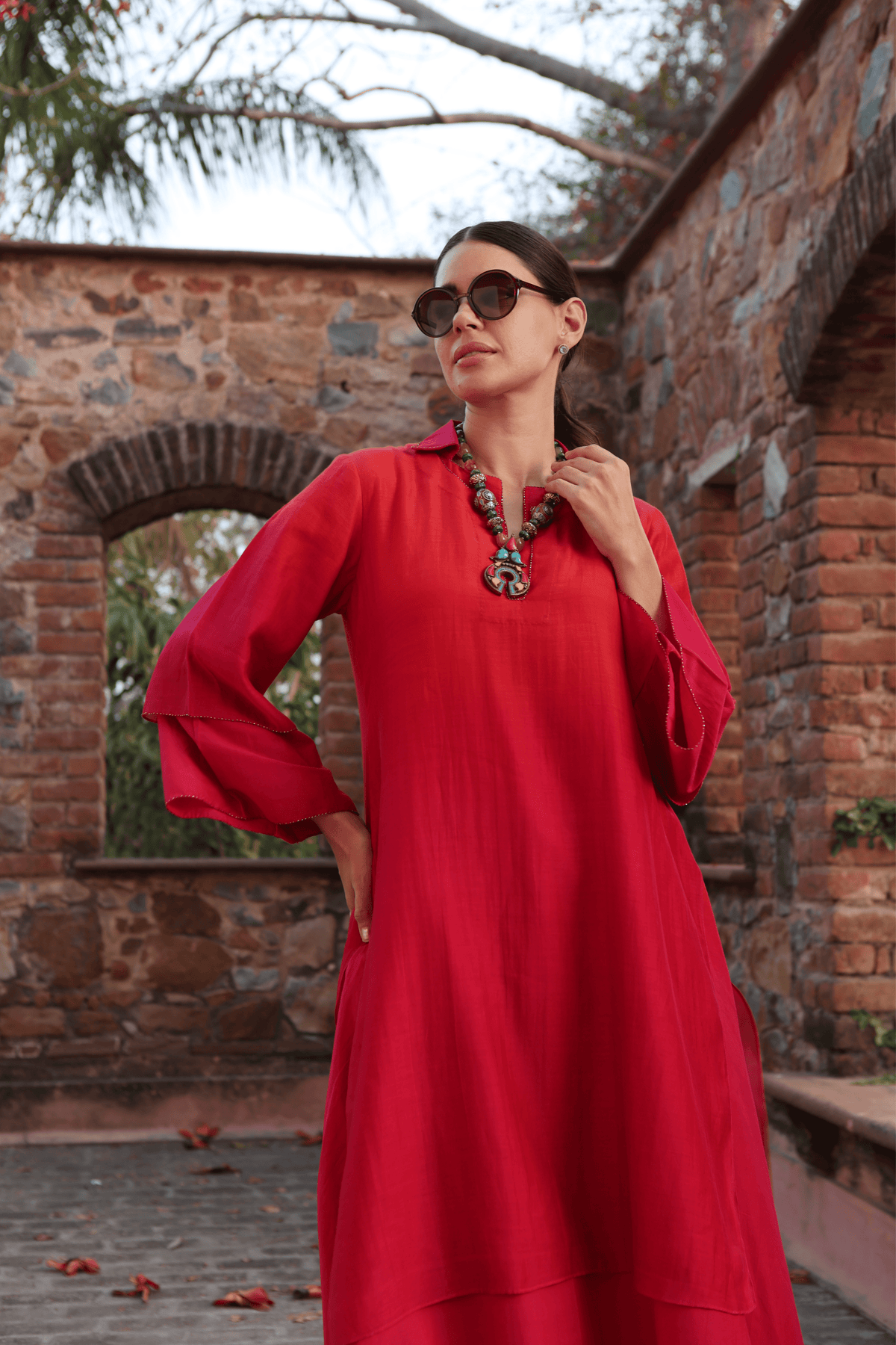 Orange Red Ombre Kurta And Pant