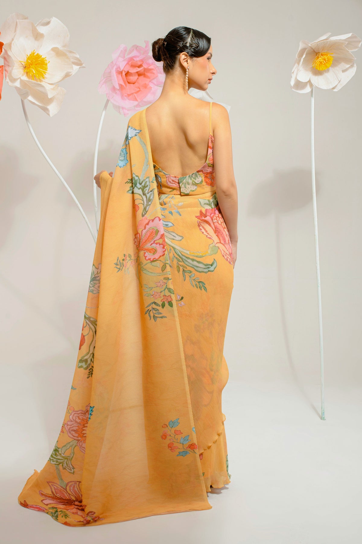 Cadmium Yellow Hand Paint Saree