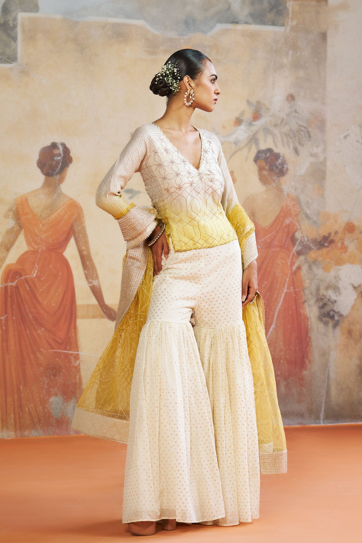 Yellow Chanderi Sharara Set