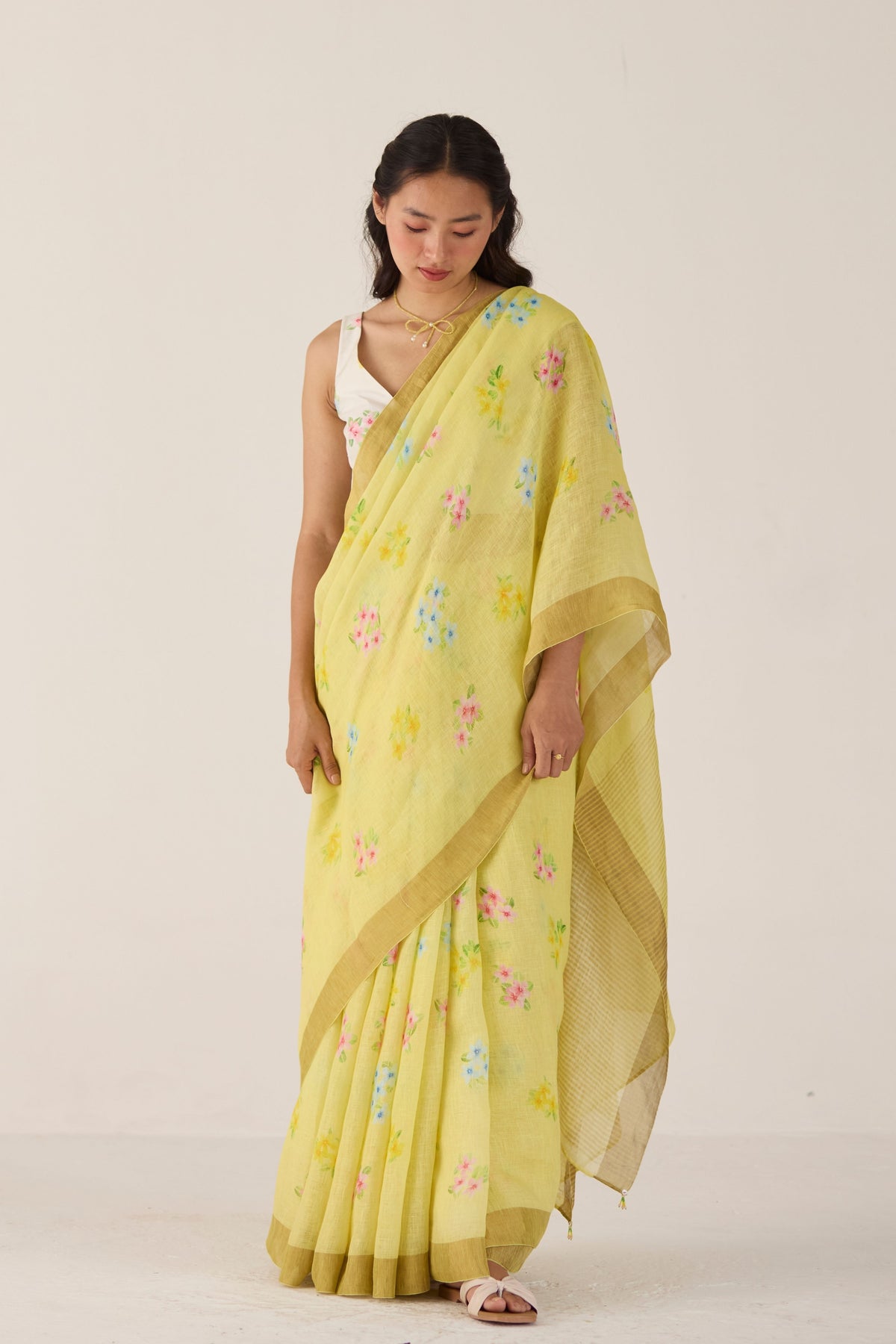 Periwinkle Yellow Sari