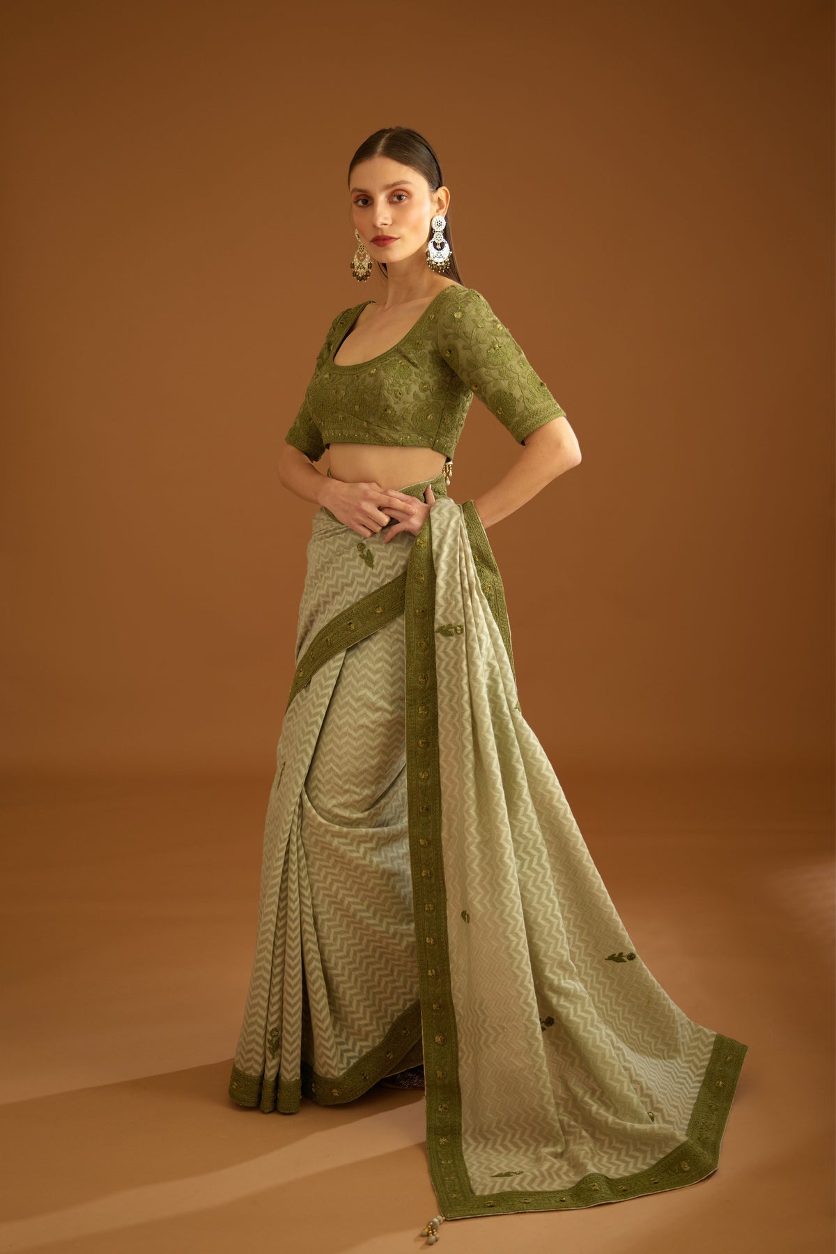 Garden green Saree set