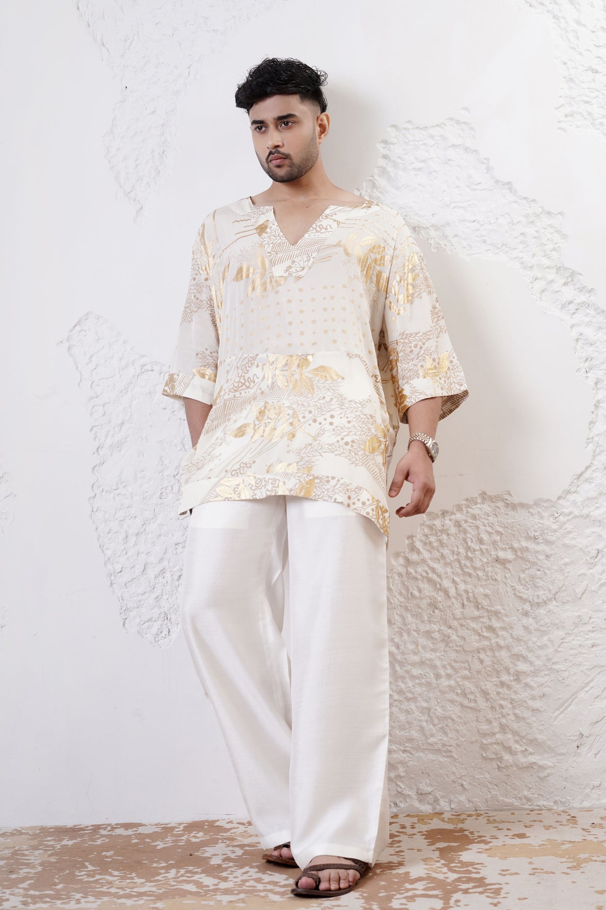 Gold Foil Men Kurta Set