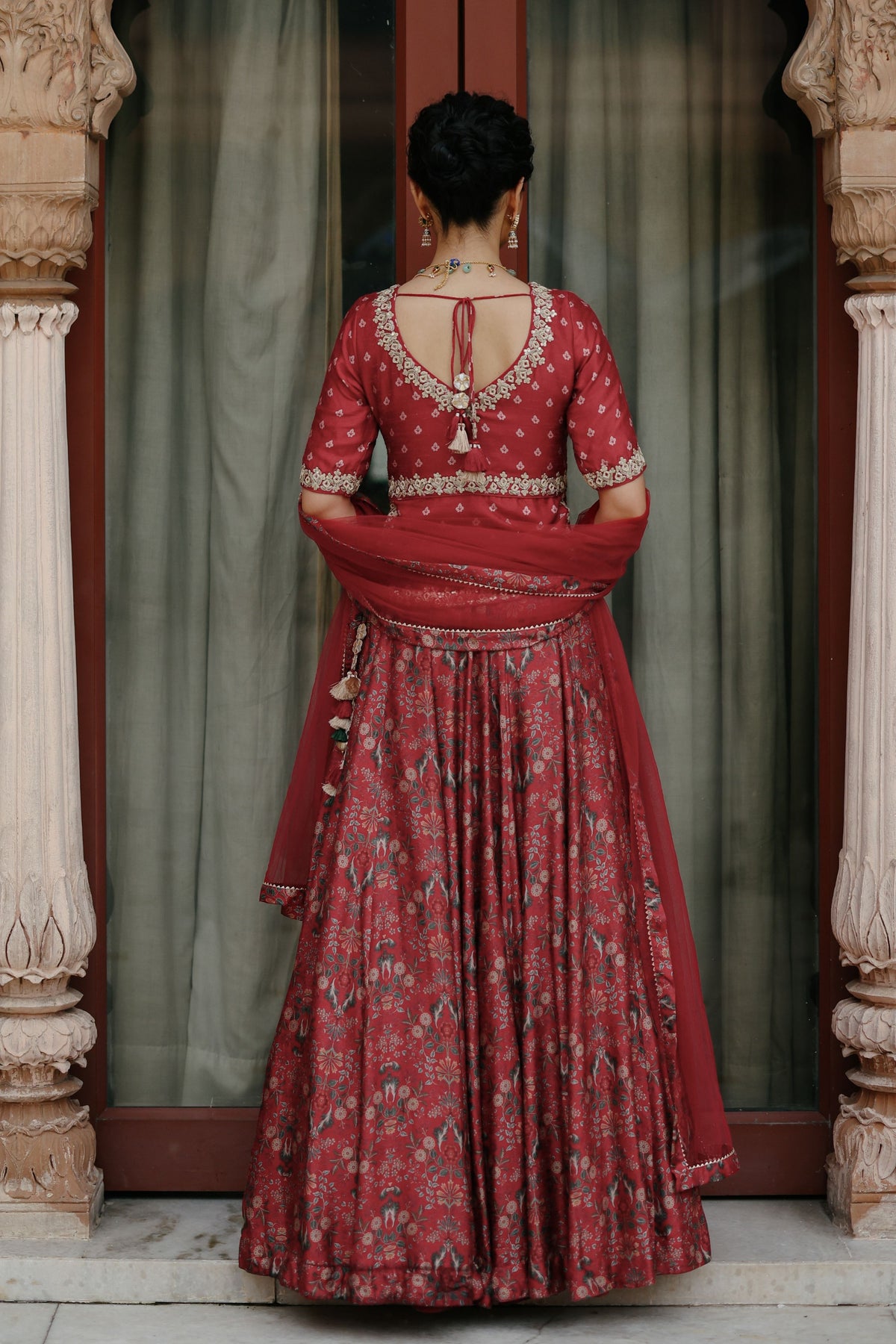 Red Embroidered Lehenga Set