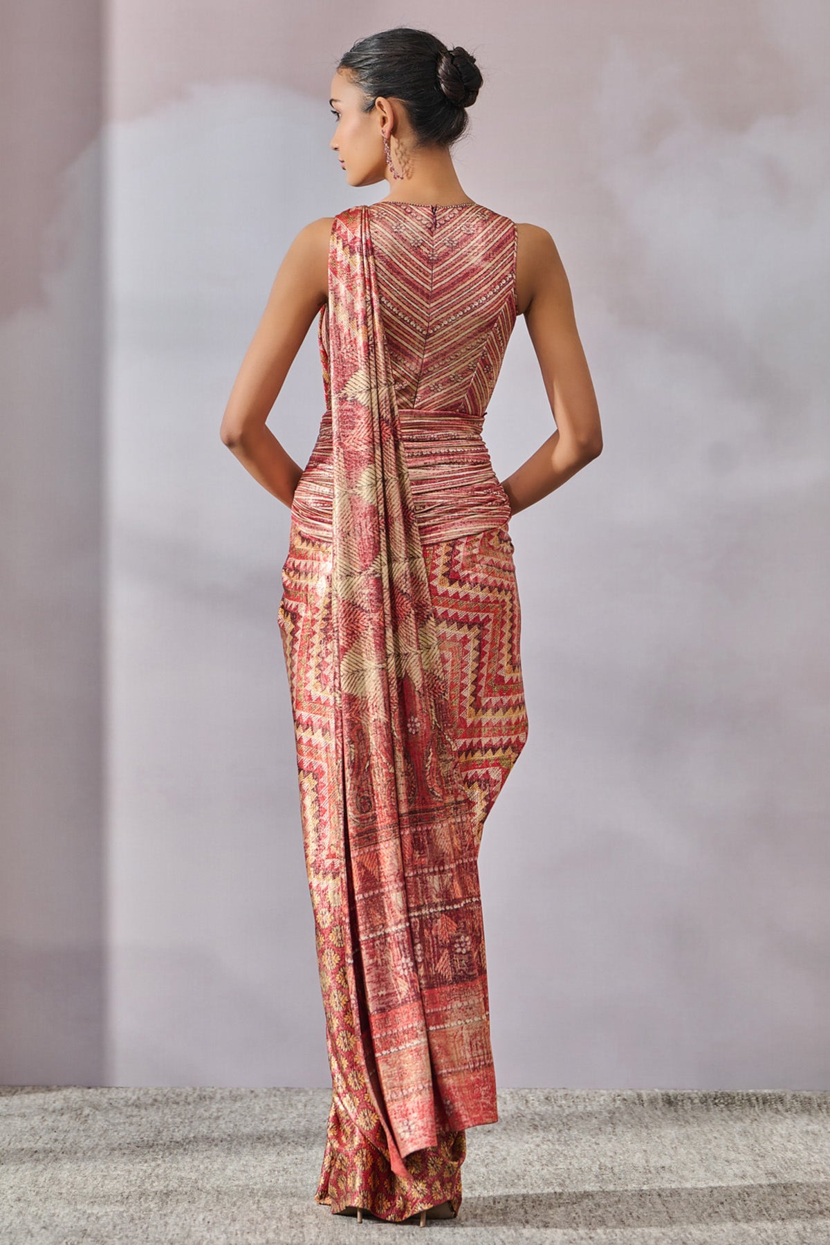 Abstract Geometric Print Concept Saree