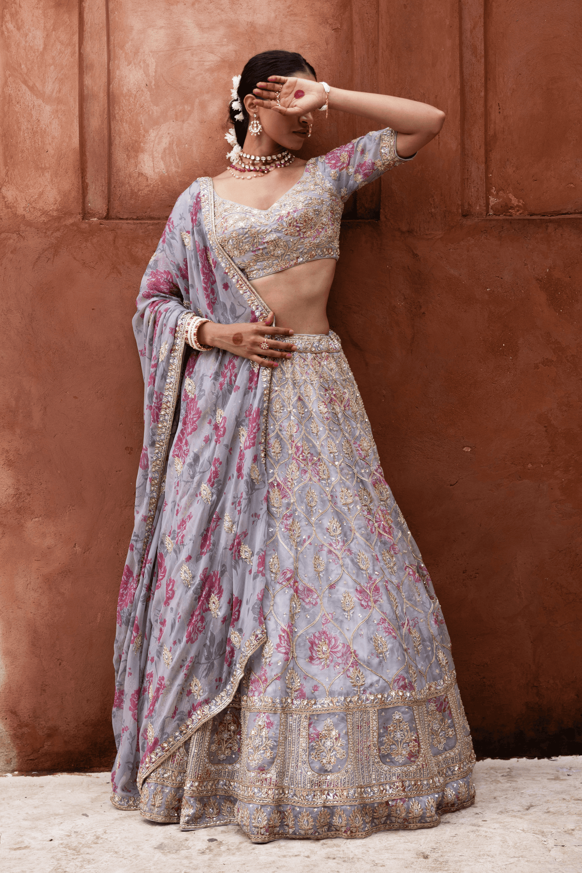 Signature Handprint Bridal Lehenga