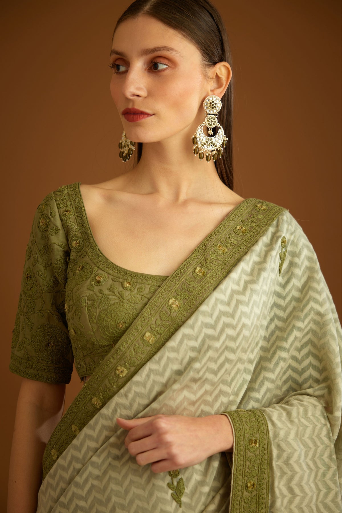 Garden green Saree set