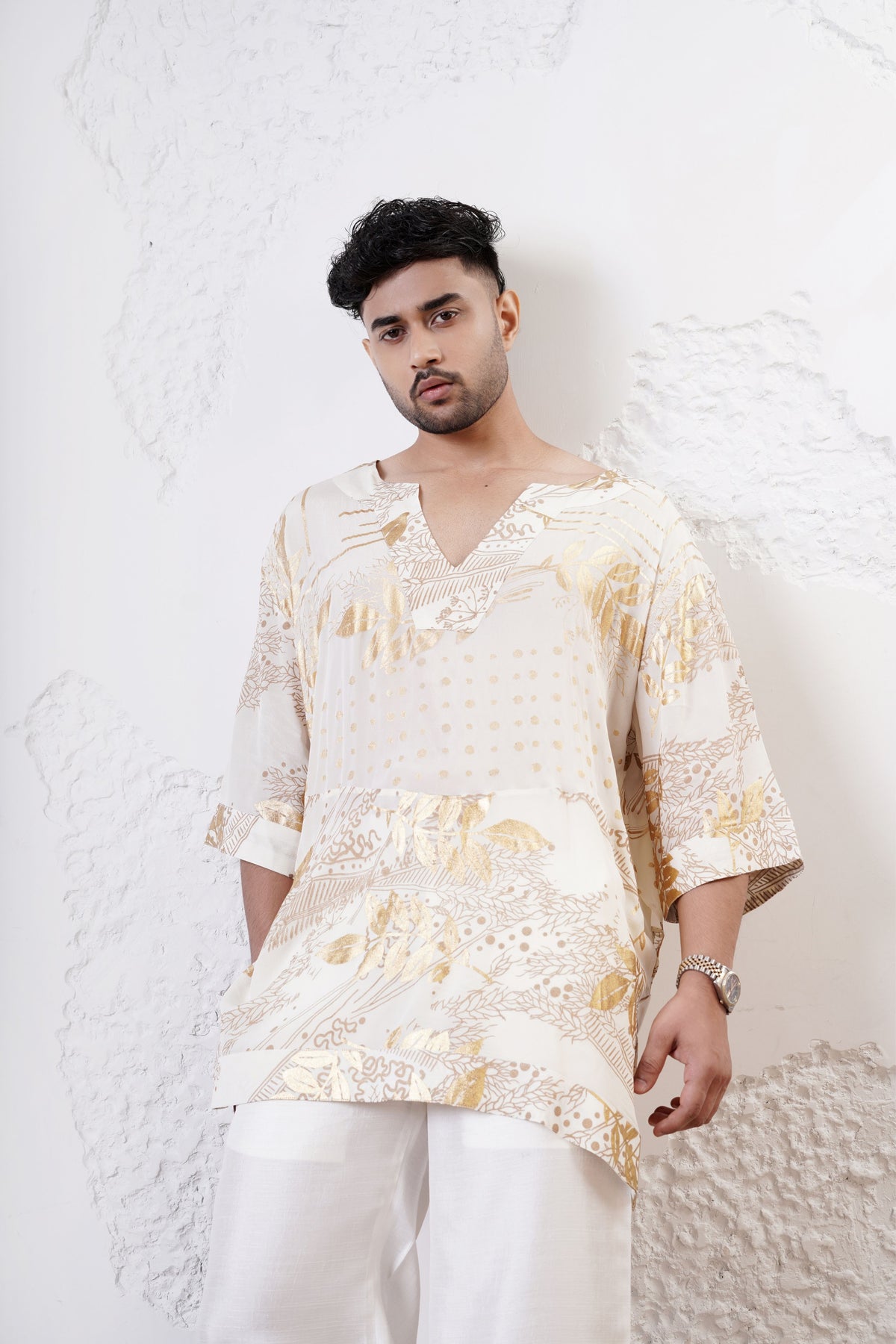 Gold Foil Men Kurta Set