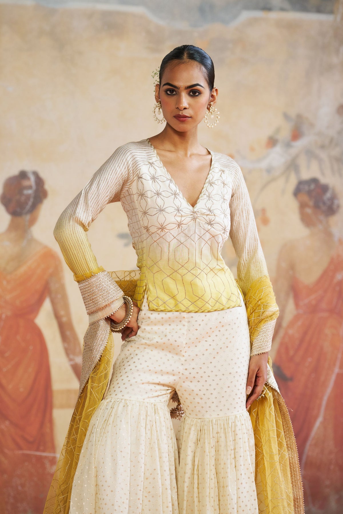 Yellow Chanderi Sharara Set