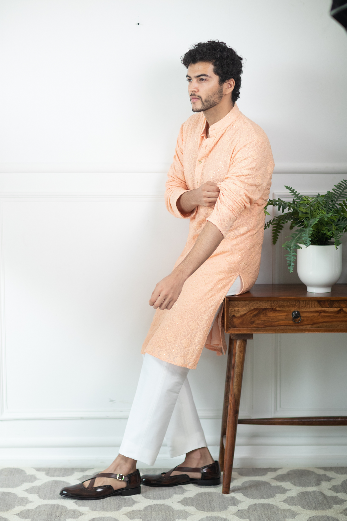 Tropical Peach Kurta Set