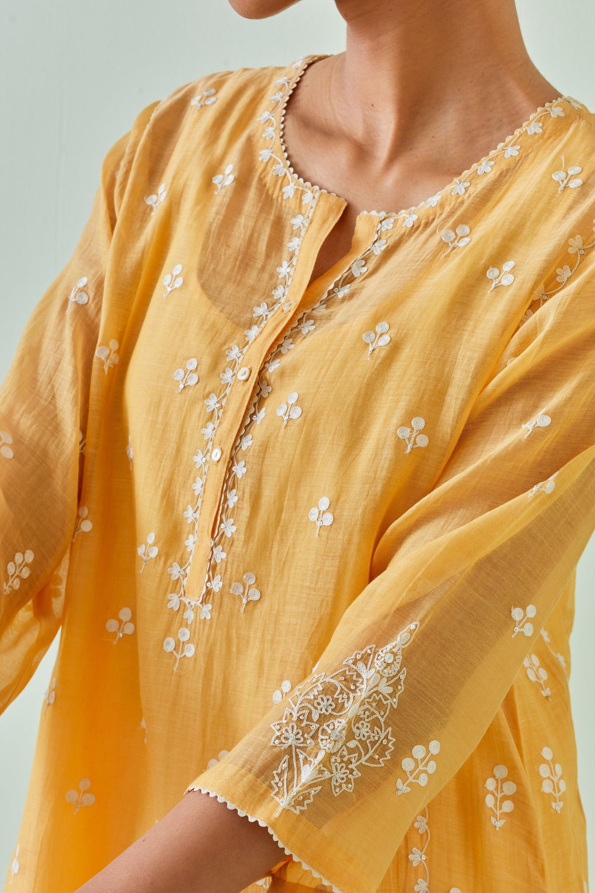 Yellow Embroidered Straight Kurta Set