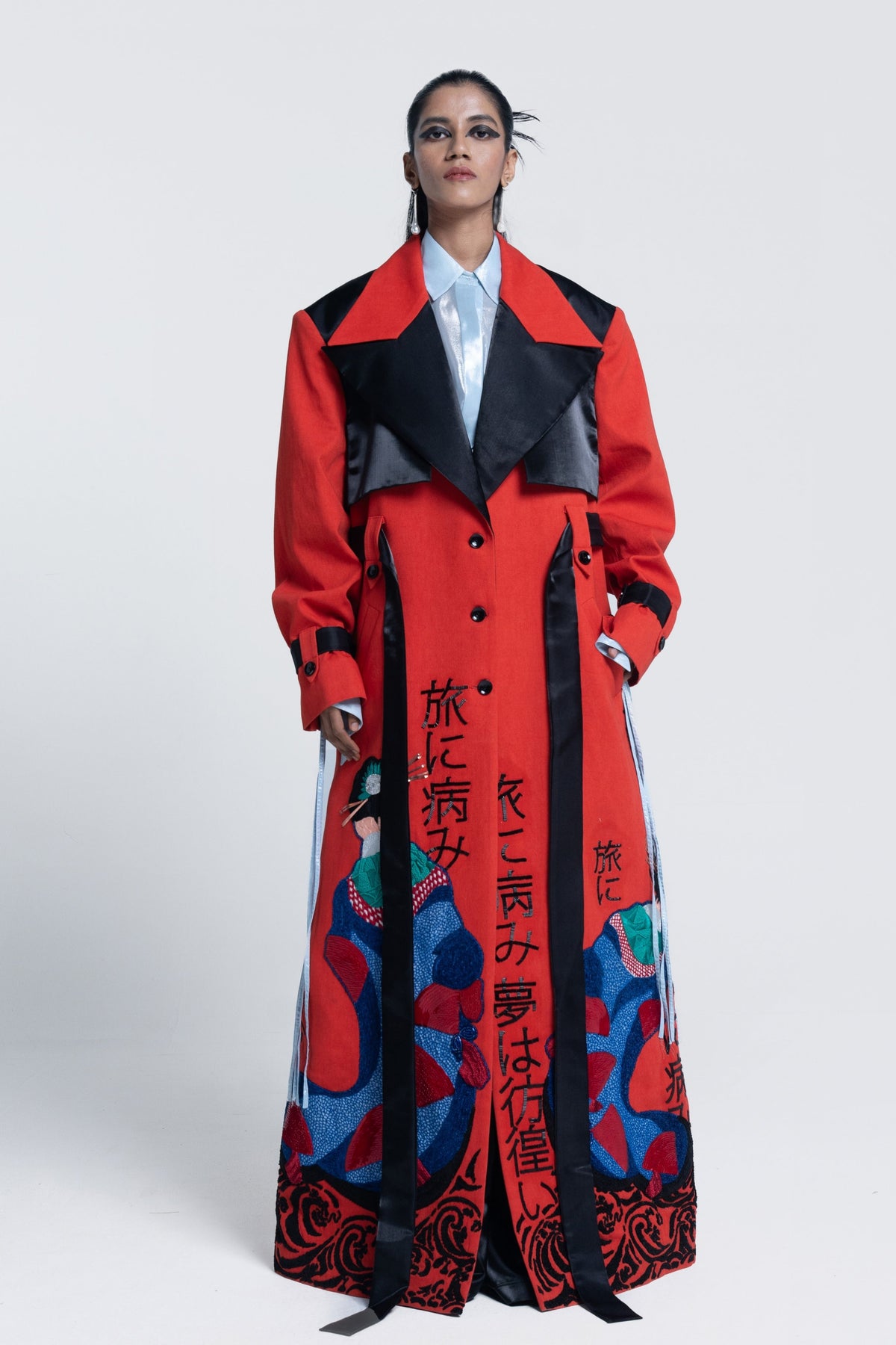 Edo Muse Embroidered Trench Coat