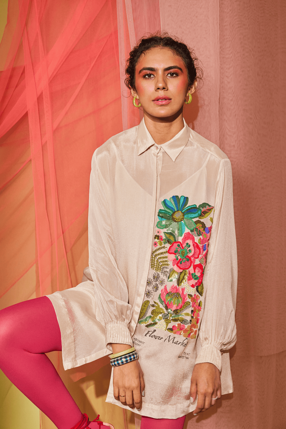 Floral Poster Ecru Shirt Tunic