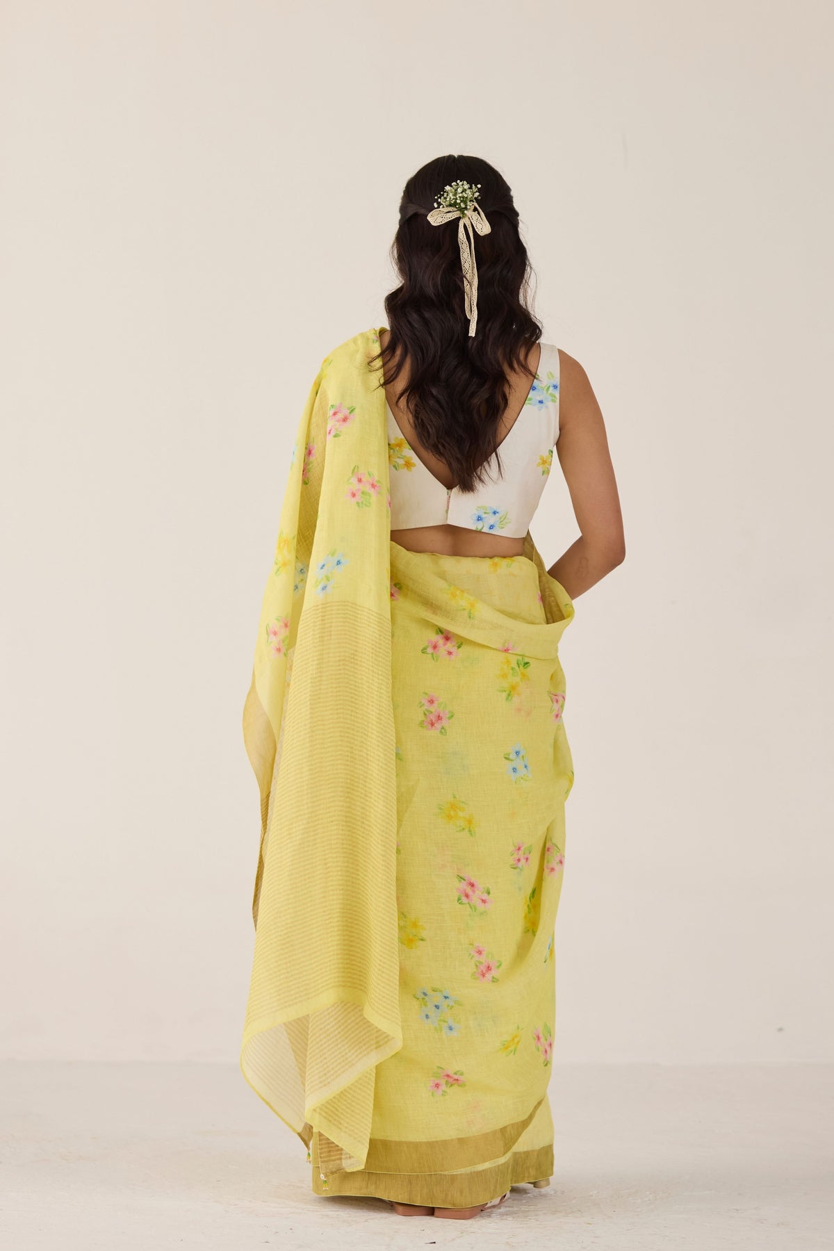 Periwinkle Yellow Sari