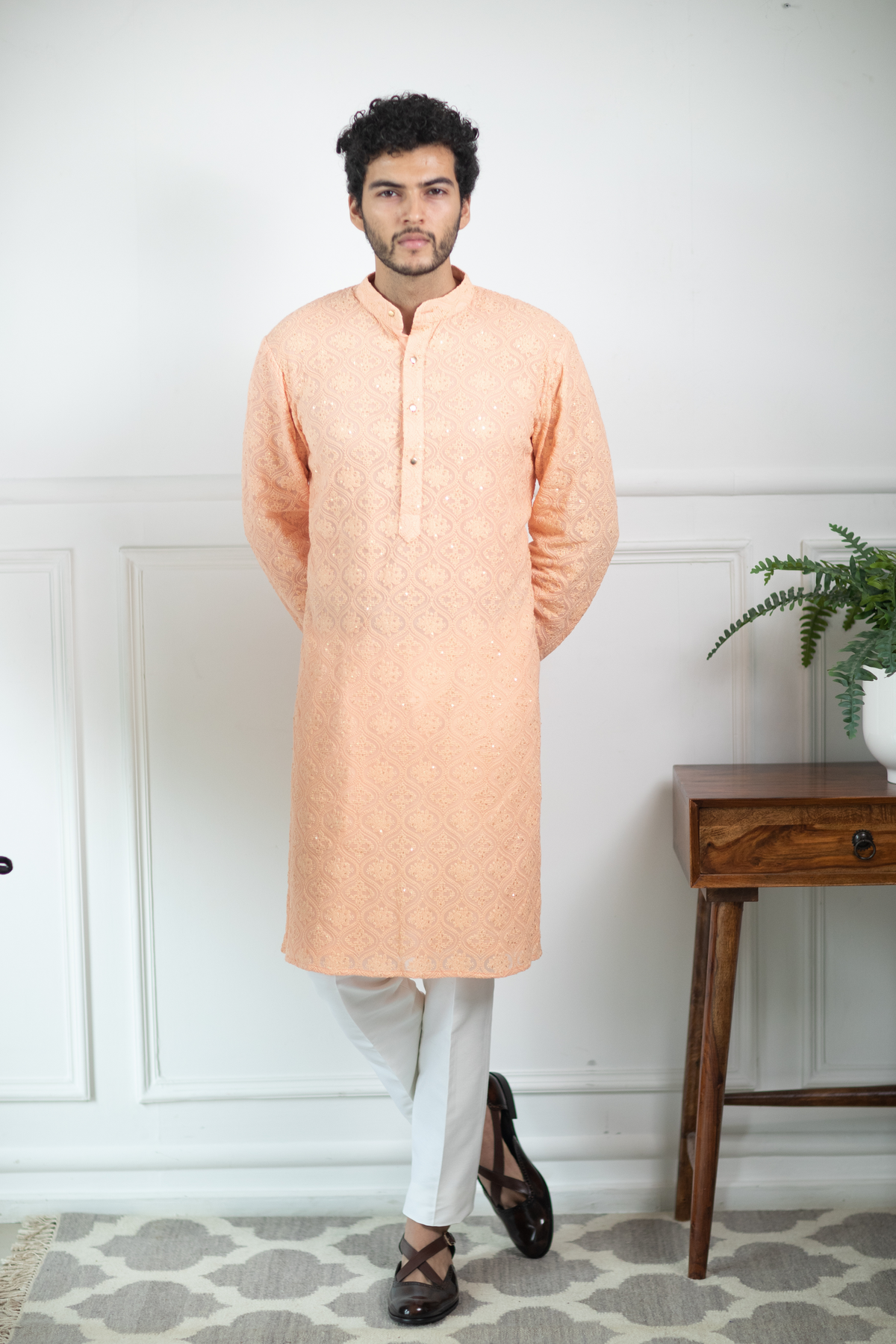 Tropical Peach Kurta Set