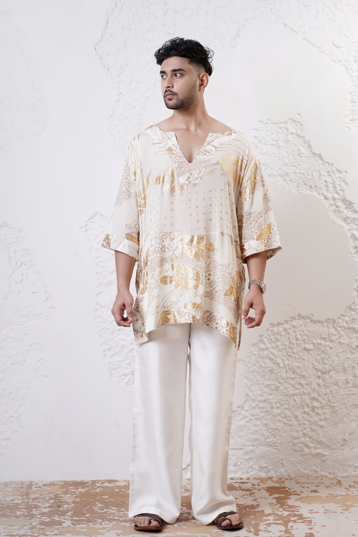 Gold Foil Men Kurta Set