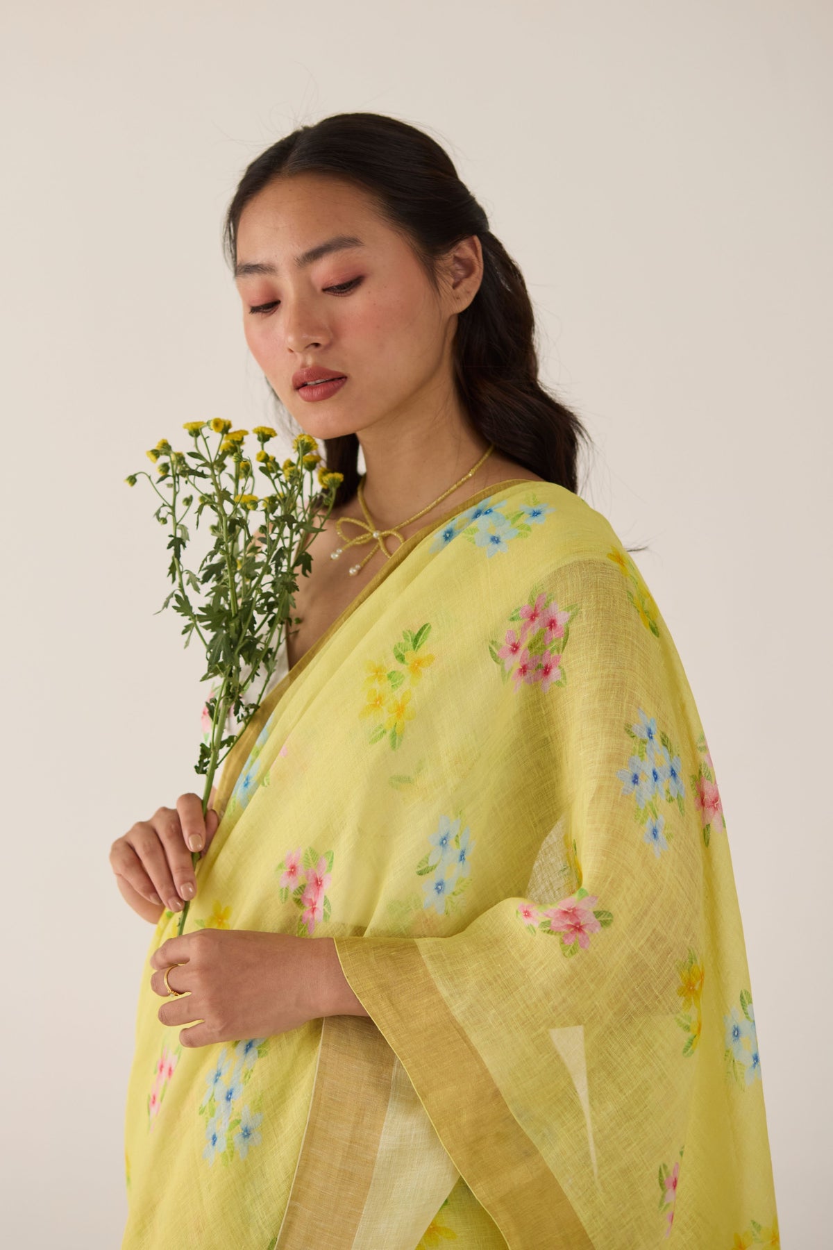 Periwinkle Yellow Sari