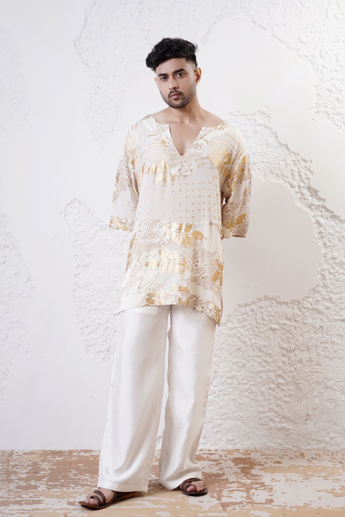 Gold Foil Men Kurta Set