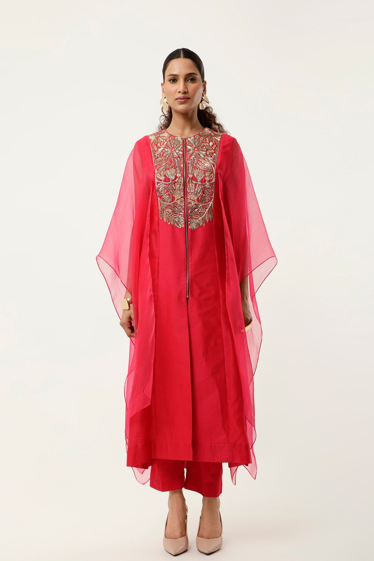 Pink Cape Kurta Set