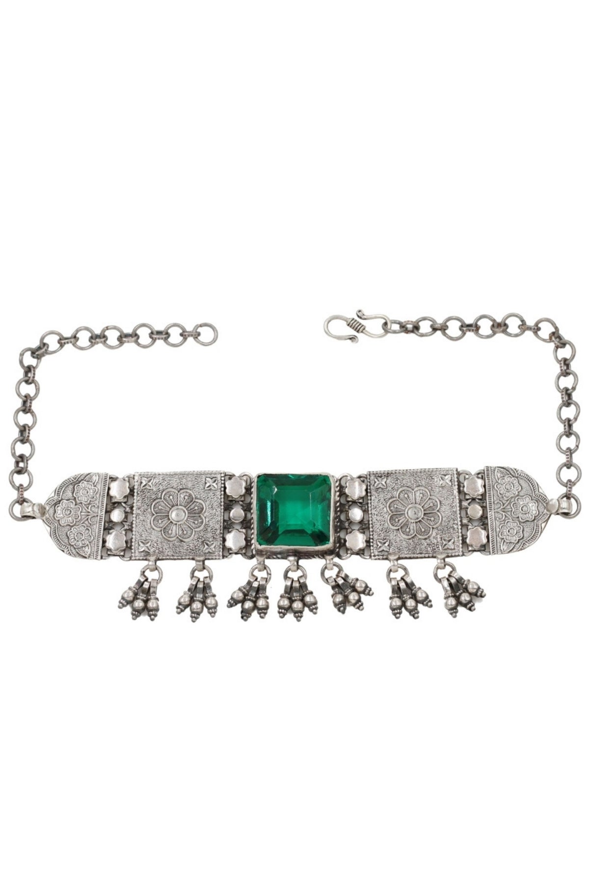 Silver Emerald Choker