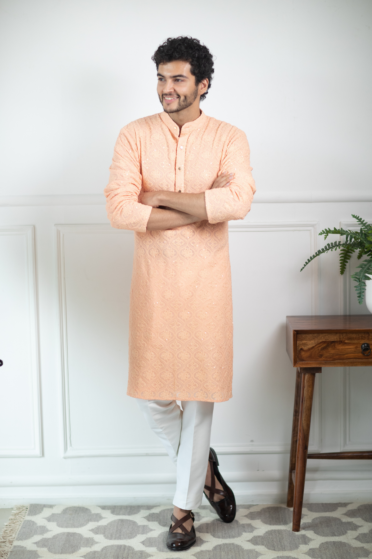 Tropical Peach Kurta Set