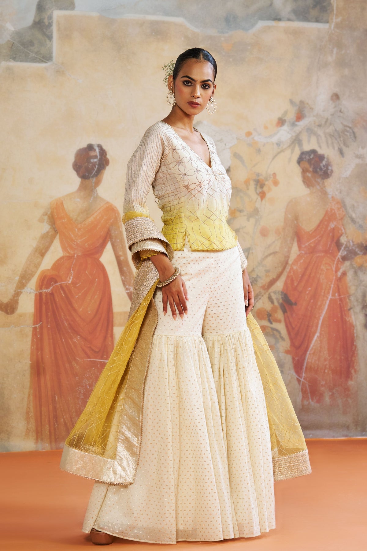 Yellow Chanderi Sharara Set