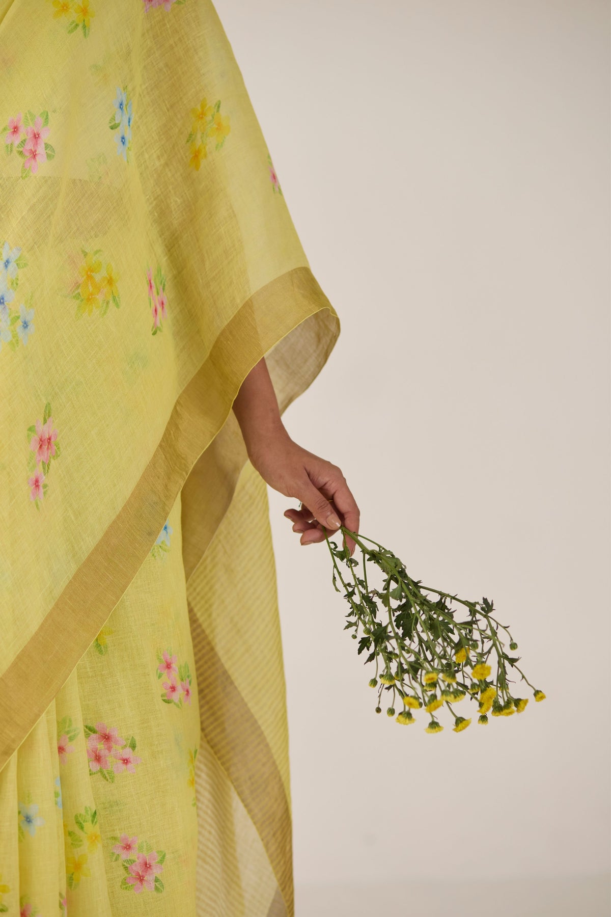 Periwinkle Yellow Sari