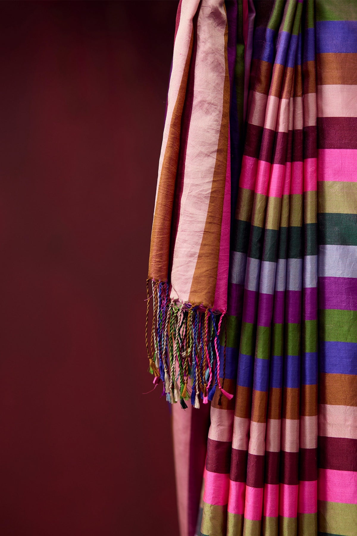 Playful Cascade Striped Saree