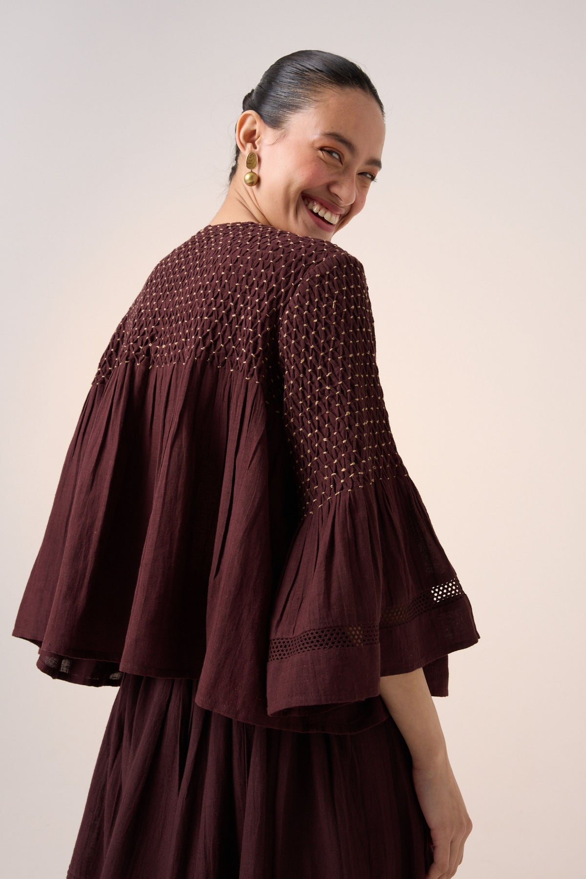 Pintuck Maroon Skirt