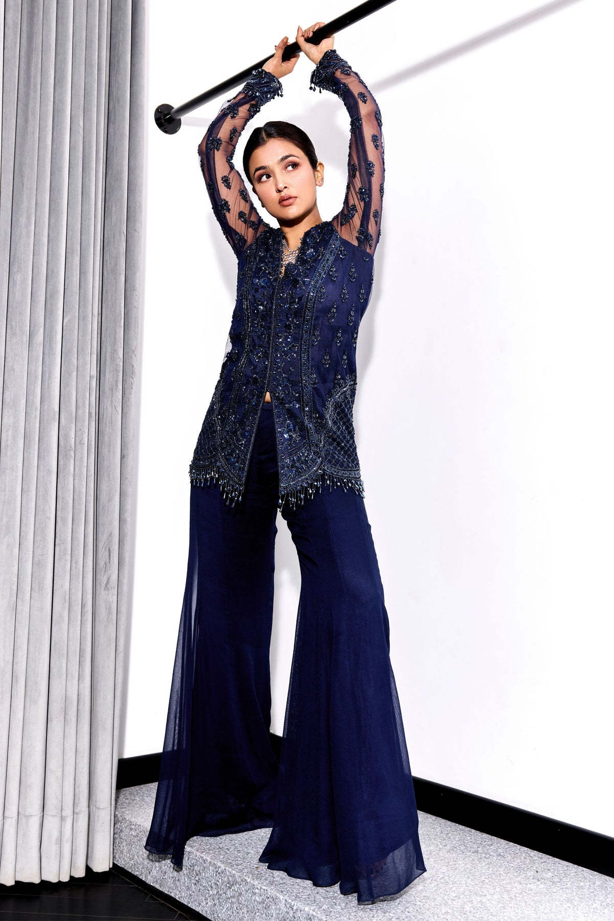 Midnight Blue Sharara Set