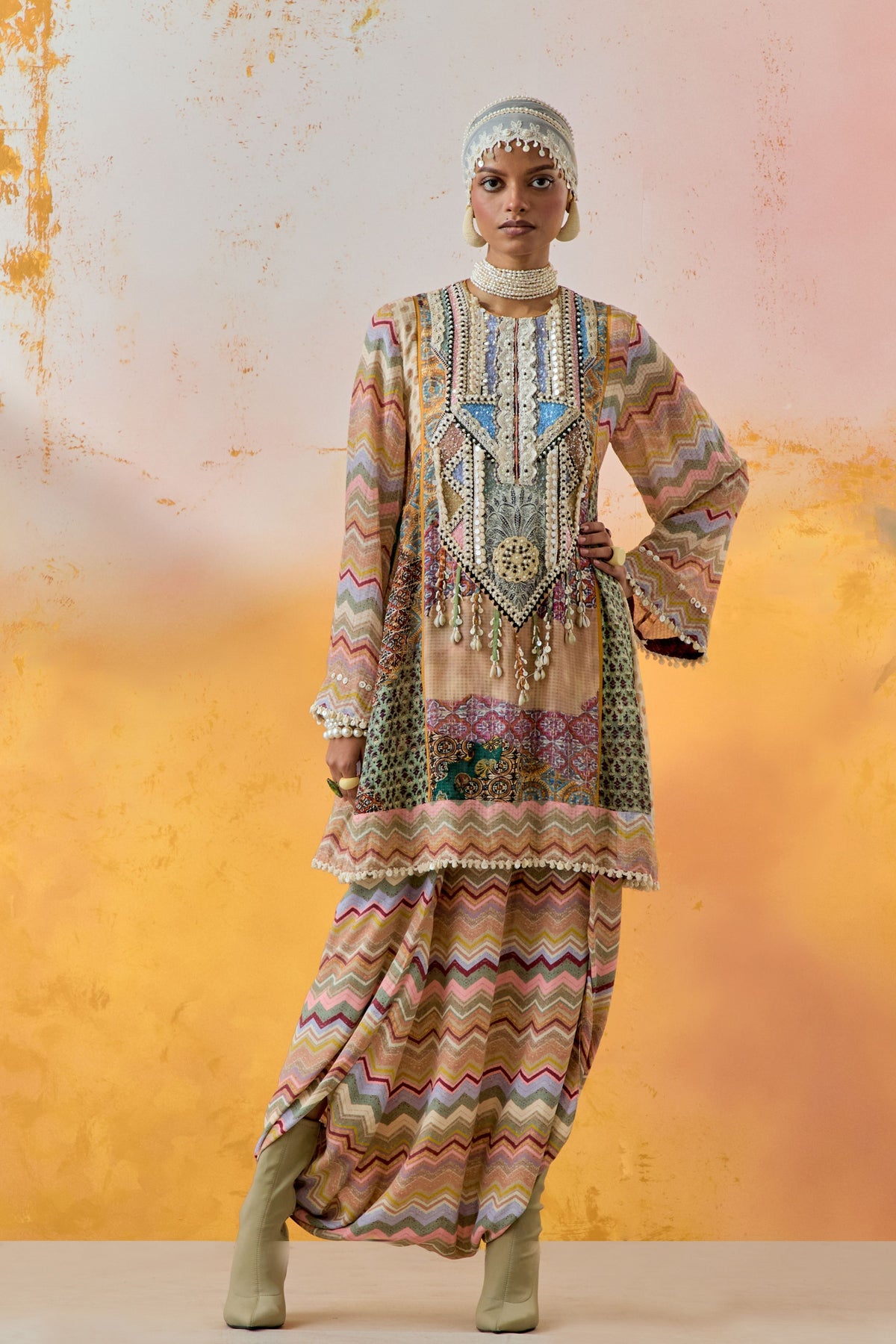 Multi Afghan Tunic Set