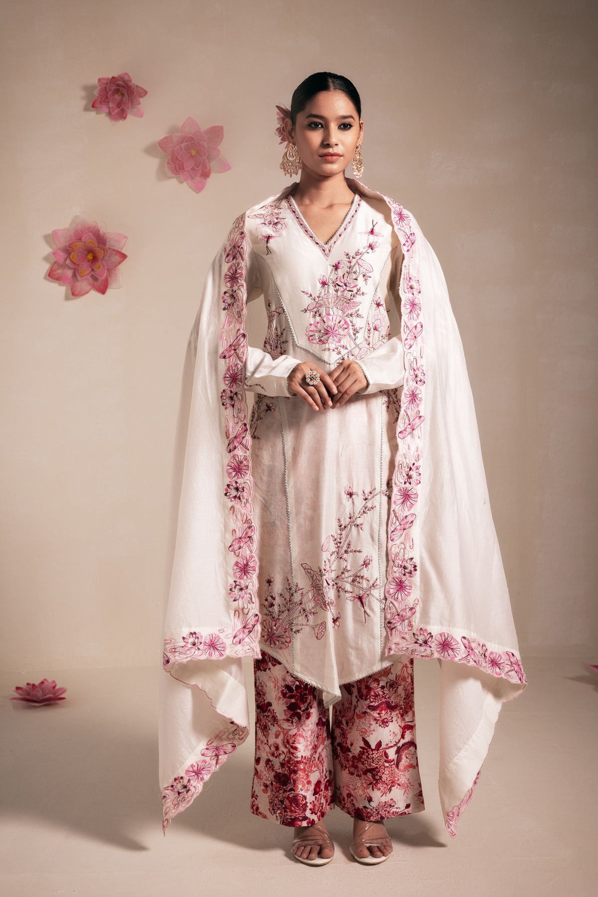 Pink Scalloped Kurta Set