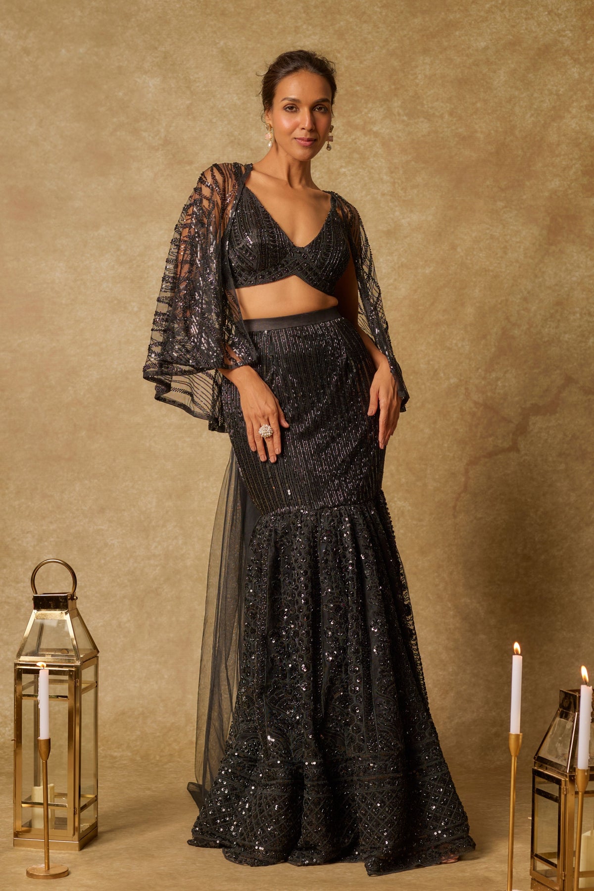 Black Embroidered Lehenga set