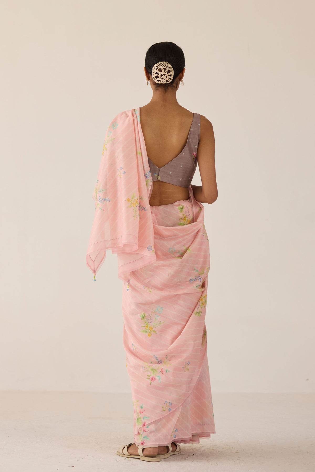 Wildflower Bunch Silk and Cotton Chanderi Sari