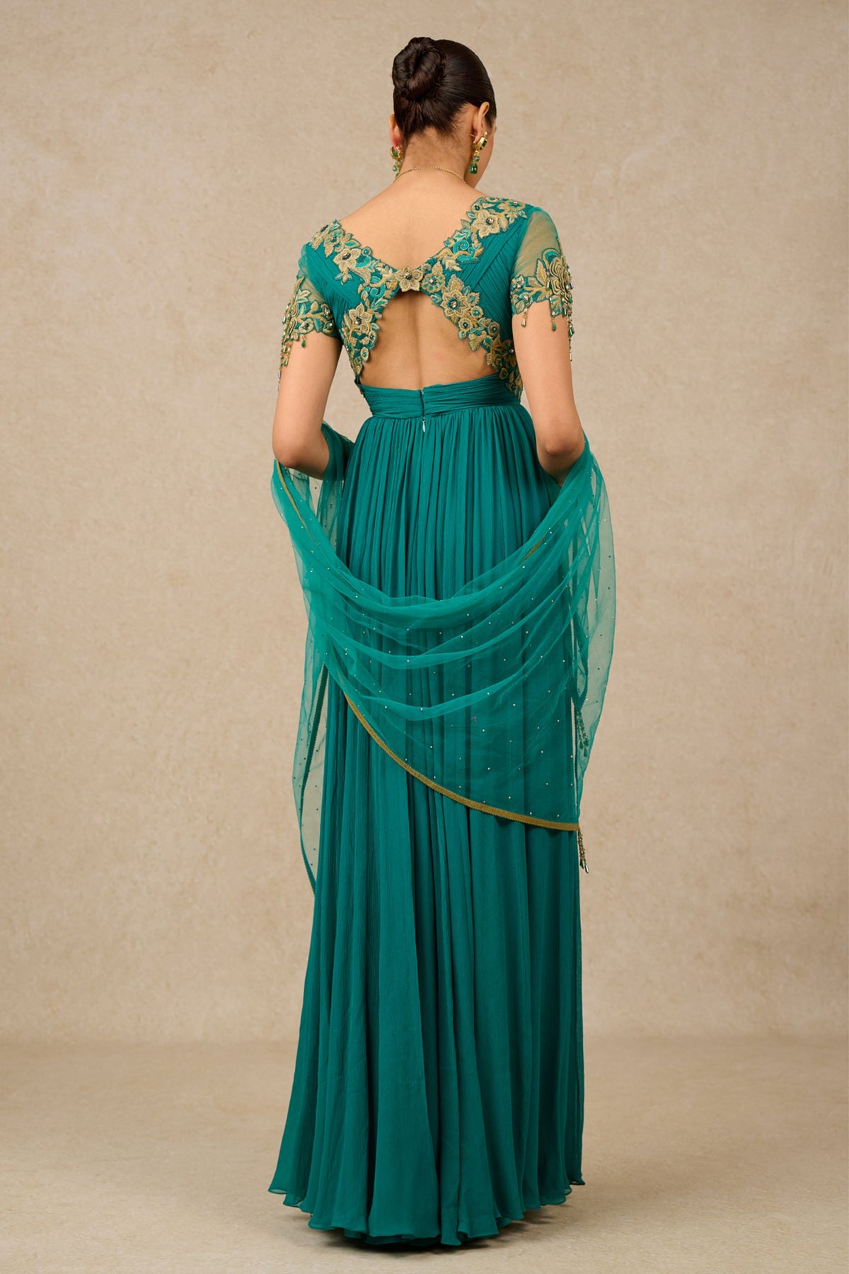 Teal Chiffon Anarkali