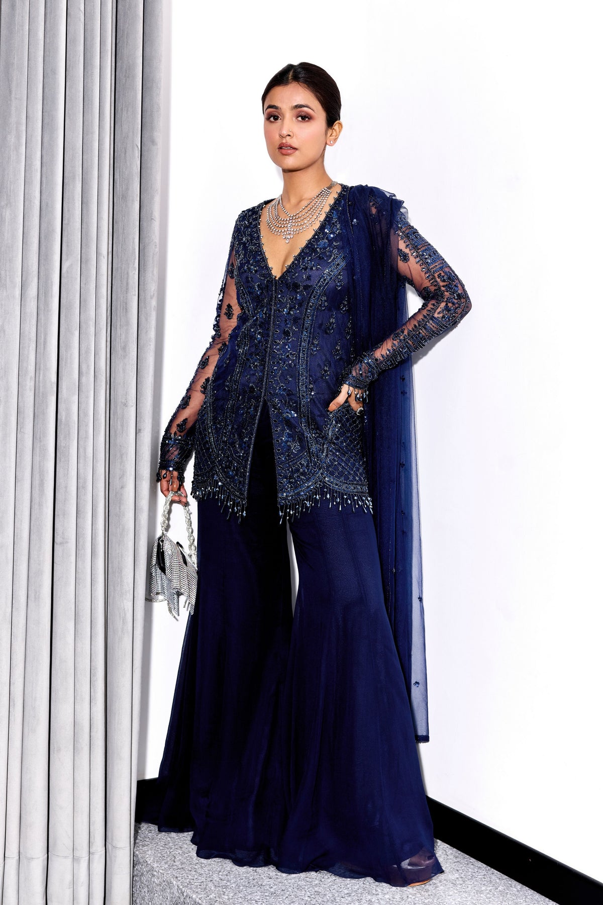 Midnight Blue Sharara Set