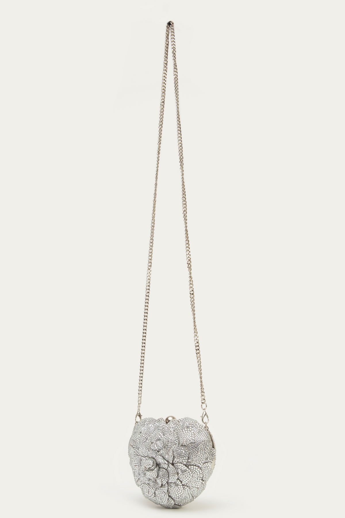 Isa Crystal Heart Clutch - Silver